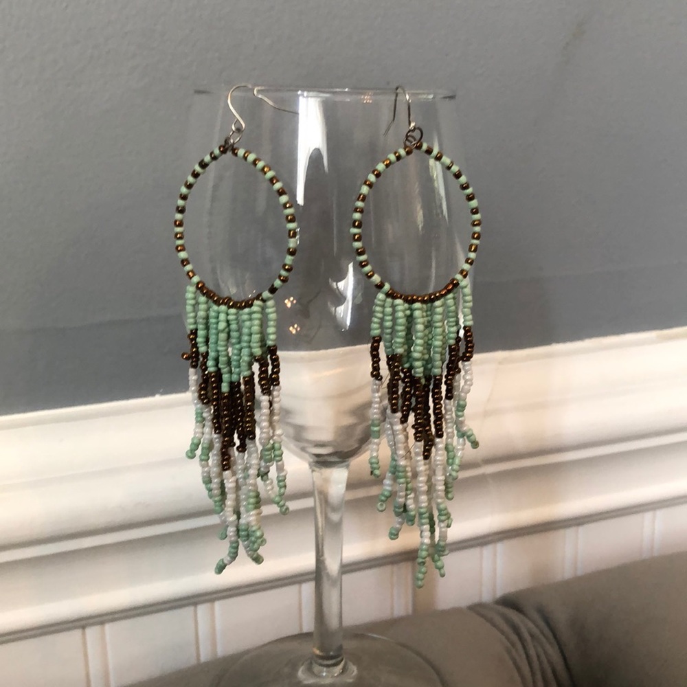 Mint and Gold Dangle Earrings!